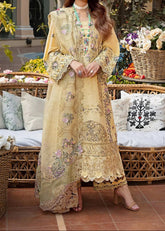 Grace W1076 - Embroidered 3pc Lawn Dress With Embroidered Khadi Net Dupatta.