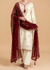 Grace W1035-Embroidered 3pc Marina Dress With Embroidered Chiffon Dupatta
