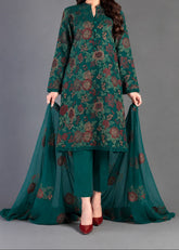 Grace S1540 - Embroidered 3pc Lawn Dress With Embroidered Chiffon Dupatta.