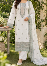 Grace Z-(S1569) - Stitched Embroidered 3pc Lawn Dress With Embroidered Chiffon Dupatta.