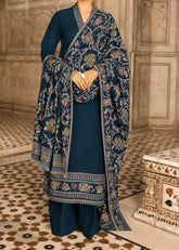 Grace W1056 - Embroidered 3pc Marina Dress With Embroidered Marina Shawl.