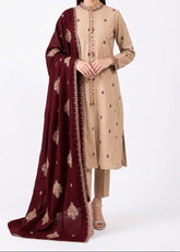 Grace W1081 - Embroidered 3pc Marina Dress With Printed Shawl.