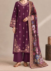 Grace W1090 - Embroidered Sequence 3pc Marina Dress With Printed Shawl.