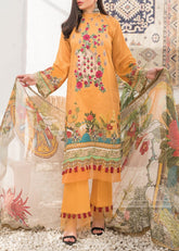 Grace S1090-Embroidered 3pc Lawn dress with Printed Chiffon Dupatta.