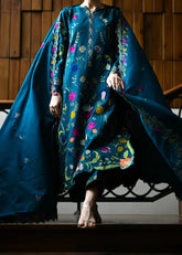 Grace W974-Embroidered 3pc Marina Dress With Printed Shawl.