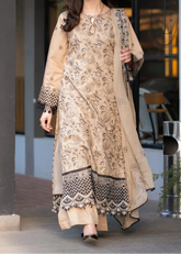 Grace W1011-Embroidered 3pc Marina Dress With Embroidered Chiffon Dupatta.