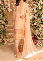 PEACH DELIGHT– Embroidered Chiffon Unstitched 3Pc Suit.