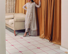 ICE GRAY– Embroidered Chiffon Unstitched 3Pc Suit.