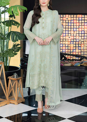 SEAFOAM– Embroidered Chiffon Unstitched 3Pc Suit.