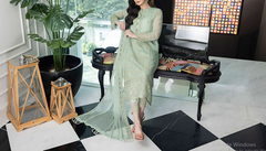 SEAFOAM– Embroidered Chiffon Unstitched 3Pc Suit.