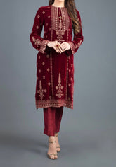 Grace Scarlet - Embroidered Velvet Shirt.