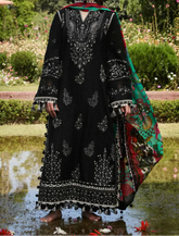 Grace W710-Embroidered 3pc Marina Dress With Printed Shawl
