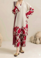 Grace W907 - Digital Printed 3pc Karandi Dress With Digital Printed Karandi Shawl.