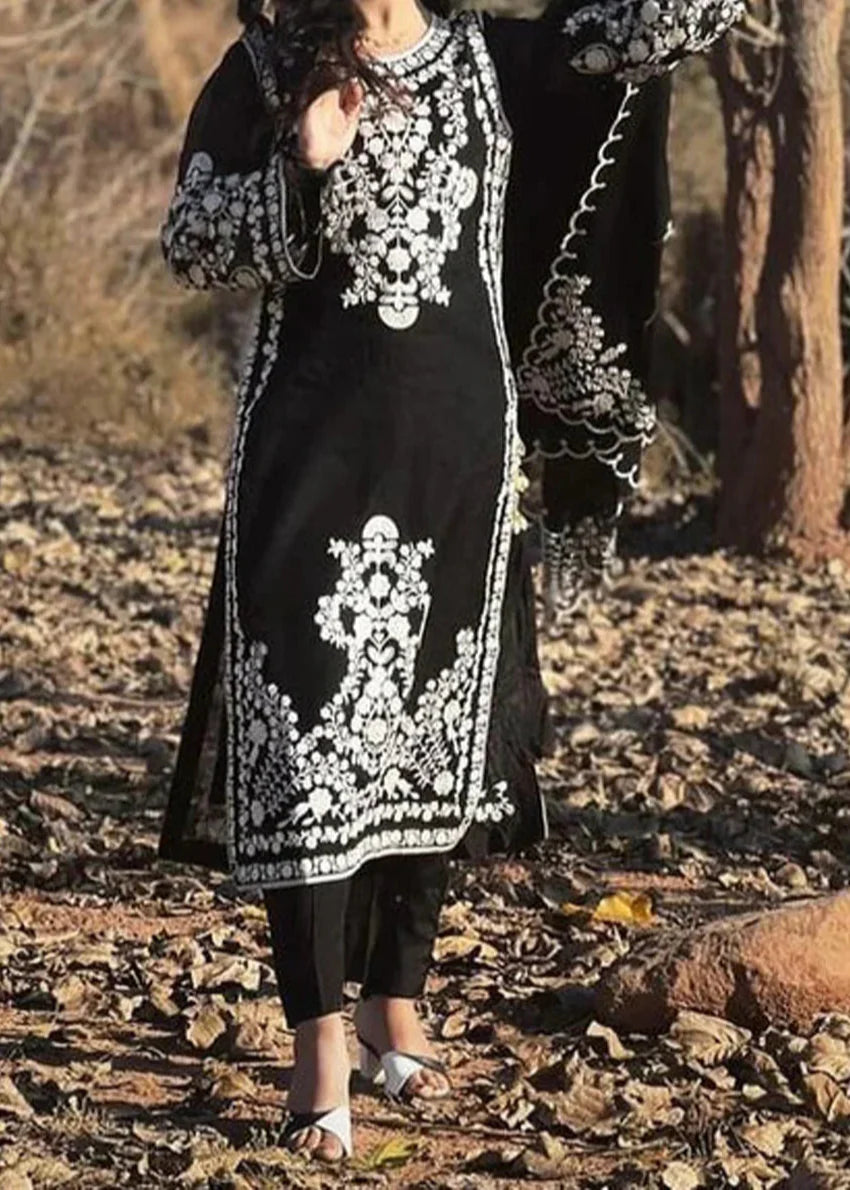 Grace W736-Embroidered 3pc Marina Dress With Embroidered Chiffon Dupatta