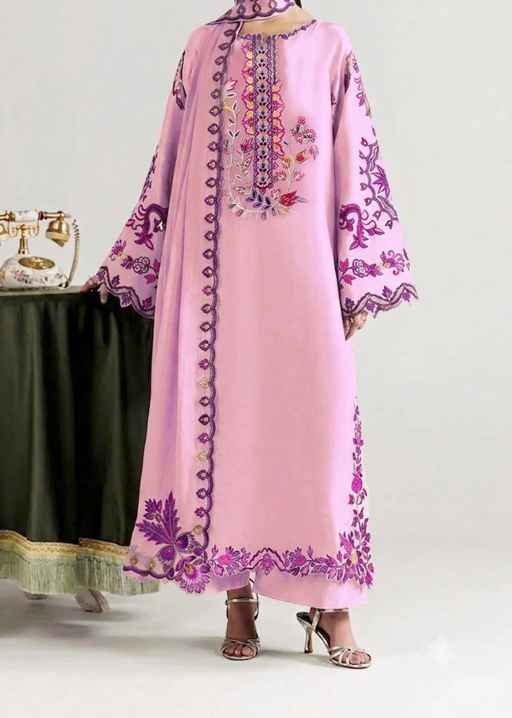 Grace S1529 - Embroidered 3pc Lawn Dress With Embroidered Chiffon Dupatta.