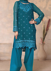 TURQUOISE VEIL – Embroidered Chiffon Unstitched 3PC Suit.