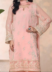 PEACH PETAL – Embroidered Chiffon Unstitched 3PC Suit.