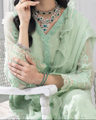 Mint Green– Embroidered Chiffon Unstitched 3Pc Suit.