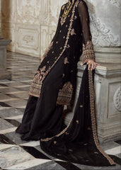 Rich Black- embroidered chiffon unstitched 3Pc Suit