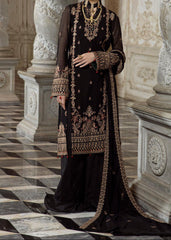 Rich Black- embroidered chiffon unstitched 3Pc Suit