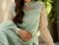 Grace W302-Embroidered 3pc organza dress with Embroidered organza duppata.