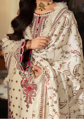 Grace Z-(W801) - Stitched Embroidered 3pc Marina Dress With Embroidered Marina Shawl.
