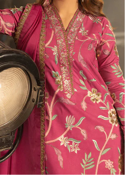 Grace W977-Embroidered 3pc Marina Dress With Dyed Chiffon Dupatta.