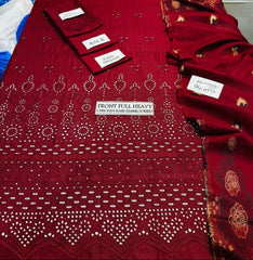 Grace S1030-Embroidered 3PC CHIKANKARI Lawn Dress With Printed Lawn Dupatta.