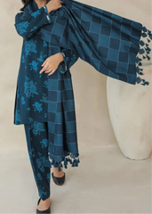 Grace W839 - Digital Printed 3pc Karandi Dress With Digital Printed Karandi Shawl.