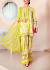 Grace S1102-Printed & Embroidered 3pc Lawn dress with Printed Chiffon Dupatta.