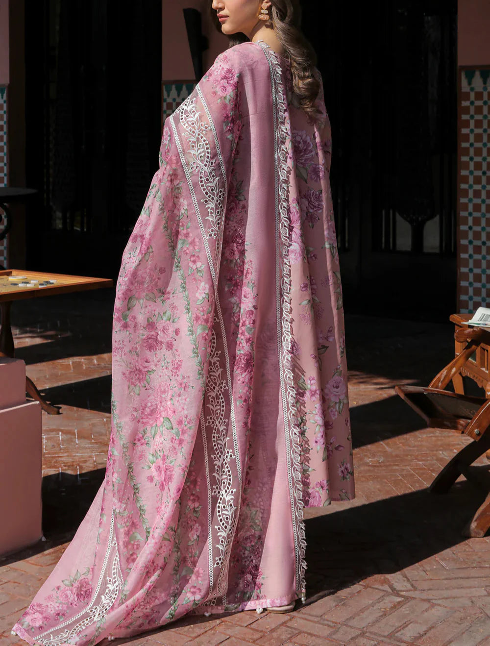 Grace S1098-Printed & Embroidered 3pc Lawn dress with Embroidered Net Dupatta.