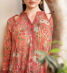 Grace S1105-Embroidered 3pc CHIKANKARI Lawn dress with Printed Chiffon Dupatta.