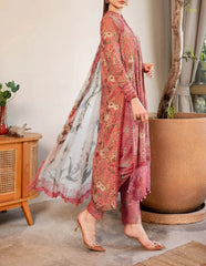 Grace S1105-Embroidered 3pc CHIKANKARI Lawn dress with Printed Chiffon Dupatta.