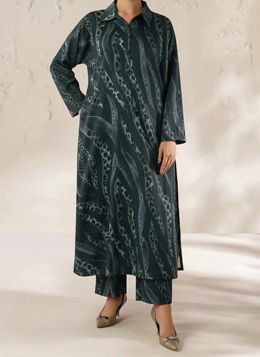 Grace W842 - Digital Printed 3pc Karandi Dress With Digital Printed Karandi Shawl.