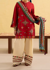 Grace W750-Embroidered 3pc Marina Dress With Printed Shawl.