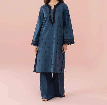 Grace W340- Embroidered 2pc Linen dress