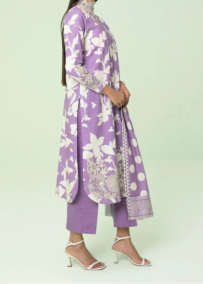 Grace W812 - Digital Printed 3pc Karandi Dress With Digital Printed Karandi Shawl.