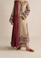 Grace W987-Embroidered 3pc Marina Dress With Printed Shawl.