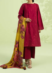Grace W664-Embroidered 3pc Linen Dress with Printed Munar Dupatta.