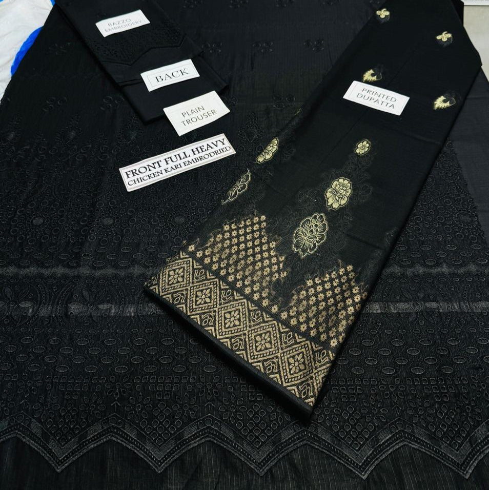 Grace S1024-Embroidered 3PC CHIKANKARI Lawn Dress With Printed Lawn Dupatta.