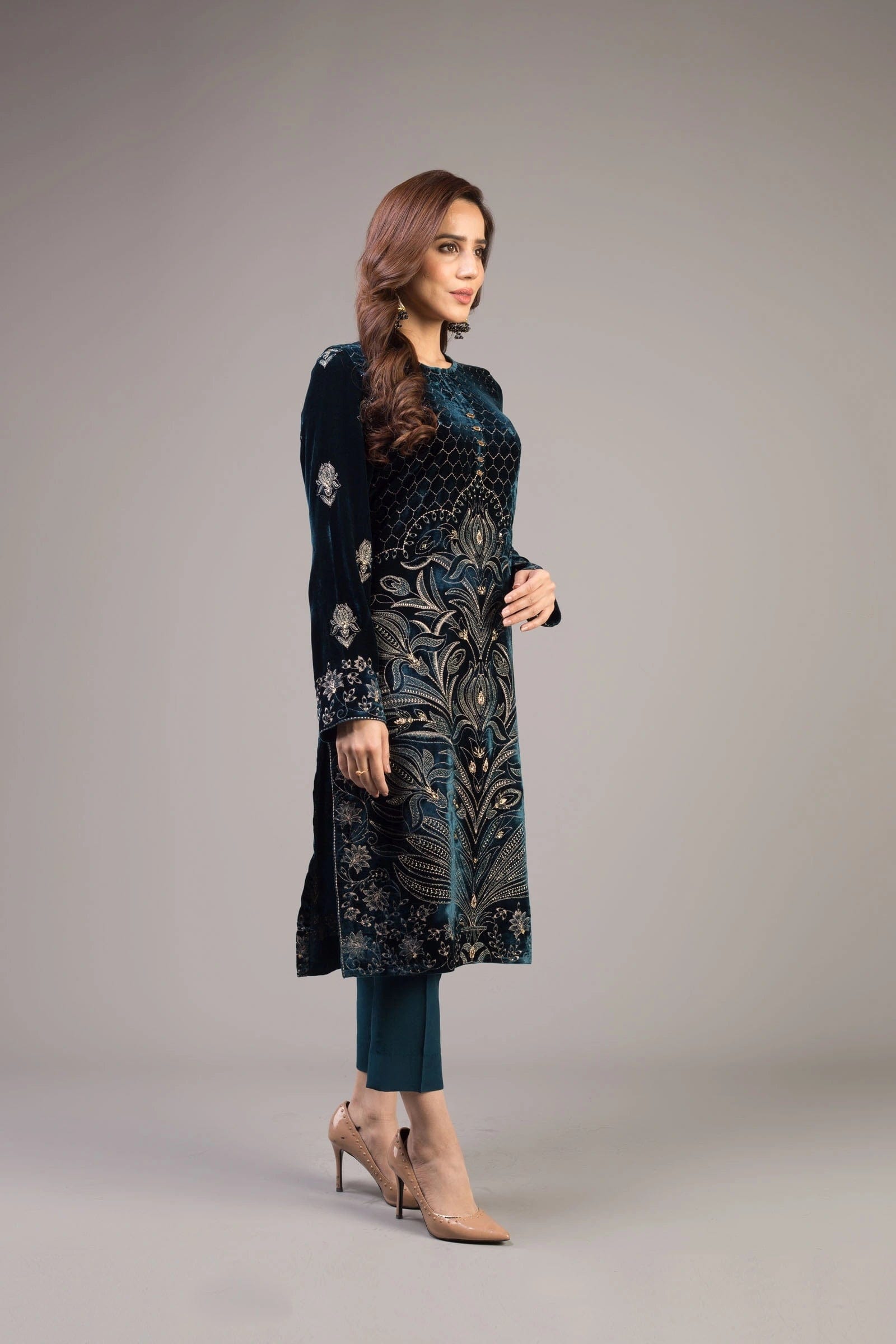 Grace W24 - Embroidered Velvet Shirt.