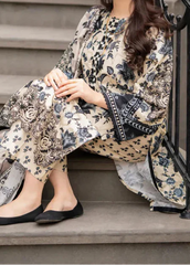 Grace W908 - Digital Printed 3pc Karandi Dress With Digital Printed Karandi Shawl.