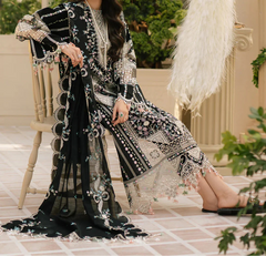 Grace W1100 - Embroidered 3pc Marina Dress With Embroidered Chiffon Dupatta.