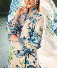 Grace S1100-Printed & Embroidered 3pc Lawn dress with Printed Chiffon Dupatta.