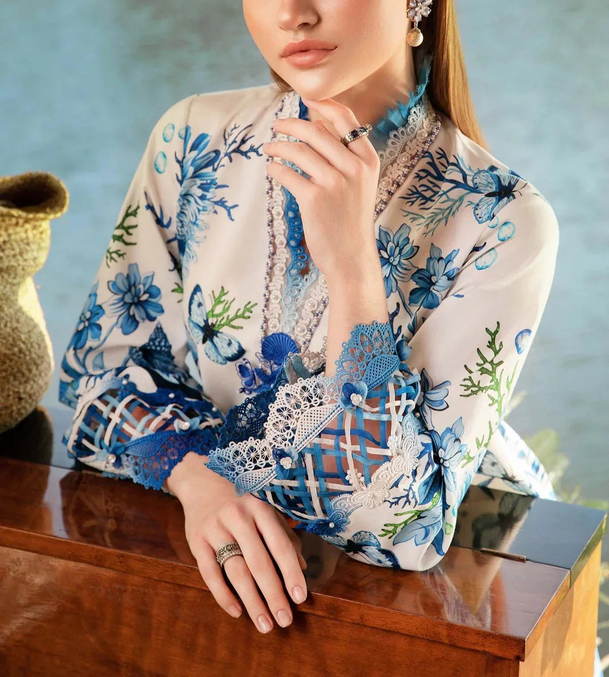 Grace S1100-Printed & Embroidered 3pc Lawn dress with Printed Chiffon Dupatta.