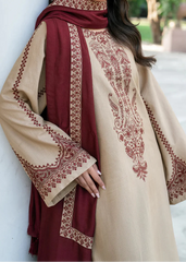 Grace W709-Embroidered 3pc Marina Dress With Printed Shawl