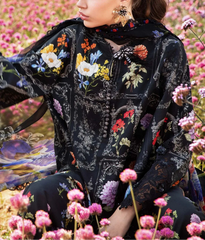 Grace S1096-Printed & Embroidered 3pc Lawn dress with Printed Chiffon Dupatta.