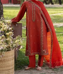 Grace S1557 - Embroidered 3pc Lawn Dress With Printed Chiffon Dupatta.