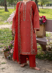 Grace S1557 - Embroidered 3pc Lawn Dress With Printed Chiffon Dupatta.