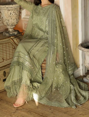 Grace W265- Embroidered 3pc linen dress with Embroidered Organza dupatta.